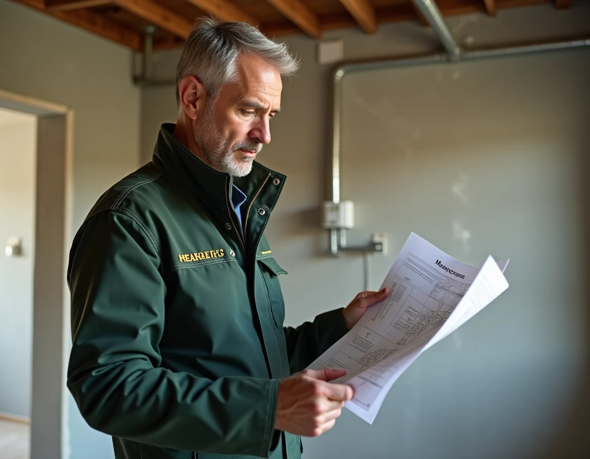 Christian Maurat électricien expérimenté consultant des plans électriques sur un chantier de rénovation