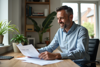 Homme d'âge moyen en tenue smart casual dans un bureau lumineux
