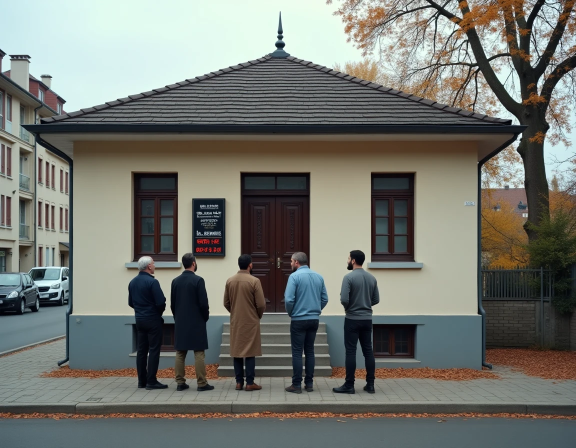 Mosquée de quartier à Livry-Gargan affichant les horaires de prière en arabe et en français